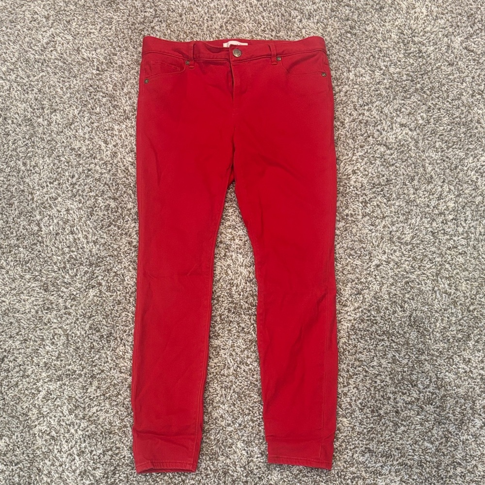 LOFT - EUC - Women's Bright Red Skinny Jeans